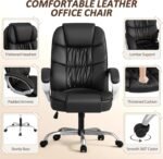 Homall Office Chair High Back Computer Desk Chair, PU Leather Adjustable Height Modern Executive Swivel Task Chair with Padded Armrests and Lumbar Support (Black) - Image 6