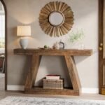 Tribesigns Farmhouse Console Table, 55-Inch Rustic Sofa Table with Storage, Industrial Wooden Entryway Table for Hallway, Living Room, Dark Brown - Image 5