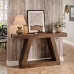 Tribesigns Farmhouse Console Table, 55-Inch Rustic Sofa Table with Storage, Industrial Wooden Entryway Table for Hallway, Living Room, Dark Brown - Image 6