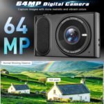 Digital Camera 4K, 64MP Autofocus Vlogging Device 16X Zoom, Compact Point and Shoot, Anti-Shake, Small Travel Camera for Adult Beginners and Teens, 32GB Card, 2 Batteries (Modern, Black) - Image 4