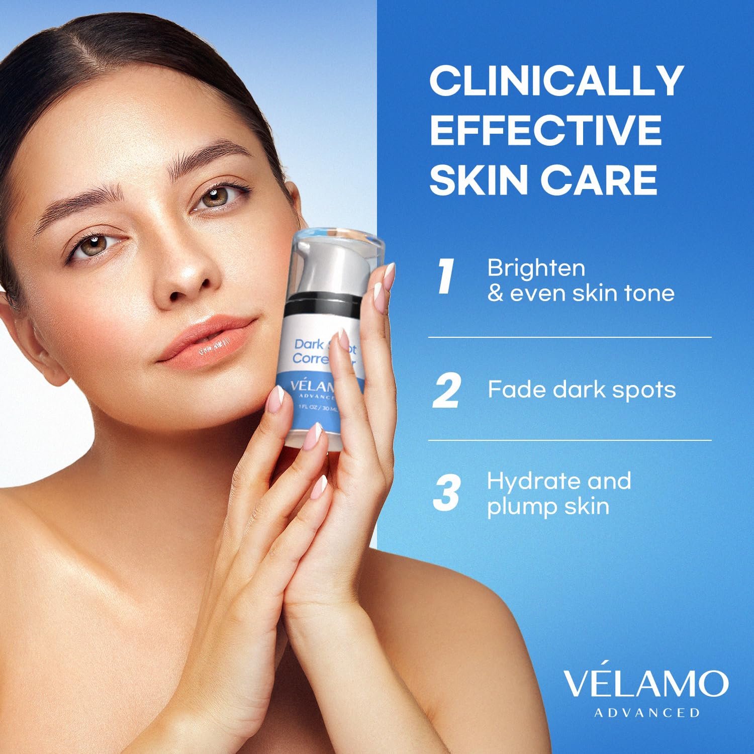 VELAMO ADVANCED Dark Spot Remover for Face and Body: Dark Spot Corrector Serum - Freckle/Melasma/Sun Spot/Age Spot/Brown Spot Remover 1 FL OZ/30mL - Image 3