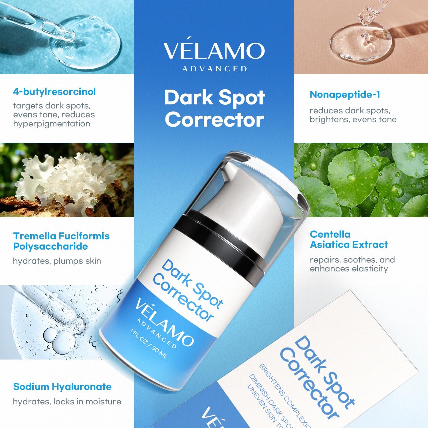 VELAMO ADVANCED Dark Spot Remover for Face and Body: Dark Spot Corrector Serum - Freckle/Melasma/Sun Spot/Age Spot/Brown Spot Remover 1 FL OZ/30mL - Image 4