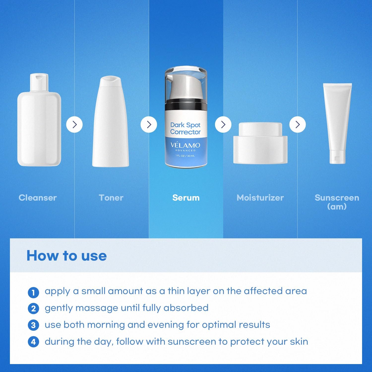 VELAMO ADVANCED Dark Spot Remover for Face and Body: Dark Spot Corrector Serum - Freckle/Melasma/Sun Spot/Age Spot/Brown Spot Remover 1 FL OZ/30mL - Image 6