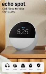 Amazon Echo Spot (newest model), Great for nightstands, offices and kitchens, Smart alarm clock with Alexa, Glacier White - Image 2