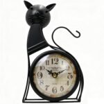 Cat Wall Clocks Decor Gifts For Cat Lovers Women Home Room Cute Themed Art Funny Stuff Figurines Unique House Statues Vintage Home Room Bathroom Bedroom Kitchen Wall Art Retro Animal Kawaii Black - Image 2