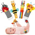Infinno Baby Wrist Rattle Socks and Foot Finder Set, Perfect Baby Toys for 0-12 Months Newborn Boys and Girls As Shower Gifts, Garden Bug Series - Image 2