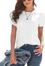 KevaMolly Basic T Shirts for Women UPF 50+ Short Sleeve Casual Summer Tops Trendy Solid Loose Fit Tshirt - Image 2
