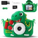 Kids Camera, Dinosaur Kids Camera for Kids Boys, Toddler Camera Digital Camera for Kids Age 3-12, Christmas Birthday Gifts Toys for 3 4 5 6 7 8 9 10 Years Old Boys, 1080P HD Selfie Video Camera - Image 2