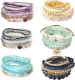 LOYALLOOK 6 Sets Bohemian Stackable Bead Bracelets for Women Stretch Bohemian Style Stretch Multilayered Boho Bracelet Set - Image 2