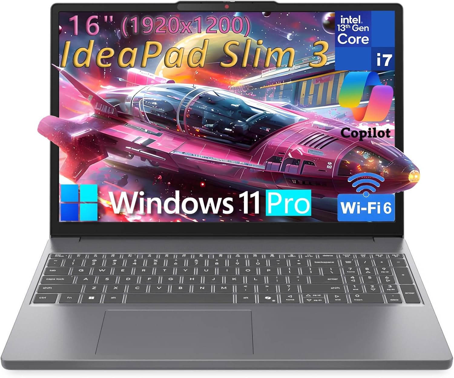 Lenovo Laptop Computer, Intel 10-Core i7-13620H (Beat Ultra 7 255U), 16GB DDR5 RAM, 1TB PCIe SSD, 16" FHD+, WiFi 6, Bluetooth 5.2, Type-C, Copilot AI for Business & Home, Luna Grey, Windows 11 Pro - Image 2