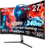 SANSUI 27 Inch Curved 240Hz Gaming Monitor FHD 1080P, 1500R Curve Computer Monitor, 130% sRGB, 4000:1 Contrast, HDR, FreeSync, MPRT 1Ms, Low Blue Light, HDMI DP Ports, Metal Stand, DP Cable Incl. - Image 2