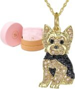SCAMPER & CO Dog Breed Cubic Zirconia Puppy Charm Pendant Necklaces for Women - Genuine Gemstone with Elegant Backplate, Premium Plated Sterling Silver Necklace for Women Easy Closure 18 to 20 inch - Image 2