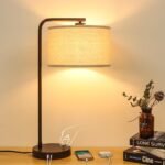 Tall Table Lamp with USB C+A Ports, Fully Stepless Dimmable Modern Minimalist Bedside Nightstand Lamp, Reading Desk Lamp for Bedroom, Living Room, Study Room, Office, 9W 3000K LED Bulb Included - Image 2