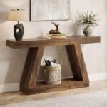 Tribesigns Farmhouse Console Table, 55-Inch Rustic Sofa Table with Storage, Industrial Wooden Entryway Table for Hallway, Living Room, Dark Brown - Image 2