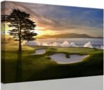 chenchenArt Pebble Beach Golf Course Wall Art Pictures Golf Course Poster Canvas Prints Golf Artwork Wall Decor for Living Room Bedroom Bathroom Home Decorations Framed Ready to Hang(24''H x 36''W) - Image 2