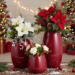 hjn Ceramic Vase Set of 3 Red Flower Vase for Home Decor, Modern Decorative Vase for Flowers Vases for Your Ideal Shelf Decor/Table/Living Room/Kitchen/Office-Red… - Image 8