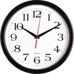 Bernhard Products Black Wall Clock Silent Non Ticking 10 Inch Quality Quartz Battery Operated Round Easy to Read Home/Office/Kitchen/Classroom/School Clock Sweep Movement - Image 2