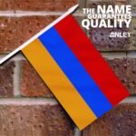 Anley Armenia Mini Flag 12 Pack - Hand Held Small Miniature Armenian Flags on Stick - Fade Resistant & Vivid Colors - 5x8 Inch with Solid Pole & Spear Top - Image 3
