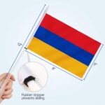 Anley Armenia Mini Flag 12 Pack - Hand Held Small Miniature Armenian Flags on Stick - Fade Resistant & Vivid Colors - 5x8 Inch with Solid Pole & Spear Top - Image 5