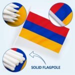 Anley Armenia Mini Flag 12 Pack - Hand Held Small Miniature Armenian Flags on Stick - Fade Resistant & Vivid Colors - 5x8 Inch with Solid Pole & Spear Top - Image 6