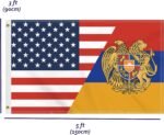 3×5 FT USA Armenia Flag, Large 150D America Armenian Outdoor Banner,Double Side Printing Armenians Decor For Patio Garden With Brass Gromment - Image 3