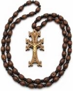Theodoros Armenian Wooden Crucifix Cross Necklace, Handmade Christian Pendant with Beads, Catholic Religious Jewelry Gift for Men and Women - Image 2