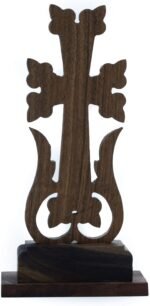 Armenian table cross standing Wooden "KHACHKAR" Cross for Desk best Armenian gift souvenir (WALNUT WOOD) - Image 5