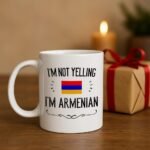 Casitika Funny Armenian Gifts. I'm Not Yelling I'm Armenian Coffee Cups. Ceramic Mug. Armenia Proud Gift Idea Featuring The Armenia Flag. (11 oz White) - Image 10