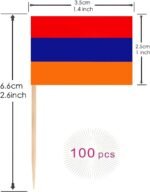 100 Pcs Armenia Flag Armenian Toothpick Flags, Cocktail Picks Mini Stick Cupcake Toppers Country Picks Party Decoration Celebration Cocktail Food Bar Cake Flags ﻿ - Image 3