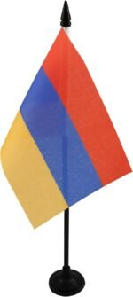 Armenia Table Flag 4'' x 6'' - Armenian Desk Flag 15 x 10 cm - Black plastic stick and base - AZ FLAG - Image 2