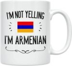 Casitika Funny Armenian Gifts. I'm Not Yelling I'm Armenian Coffee Cups. Ceramic Mug. Armenia Proud Gift Idea Featuring The Armenia Flag. (11 oz White) - Image 2