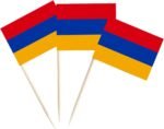JAVD CYPS 100 Pcs Armenia Flag Armenian Toothpick Flags, Small Mini Stick Cupcake Toppers Armenian Flags,Country Picks Party Decoration Celebration Cocktail Food Bar Cake Flags - Image 2