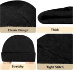 Beanie Hat Knit Cuffed Hats for Women Men Beanies Hats Warm Skull Caps Outdoor Ski Hiking Winter Cap Unisex Gift Black - Image 5