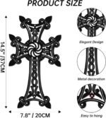 JEWLOVE Armenian Cross Metal Wall Art - Intricate Christian Cross Decor with Religious Meaning for Home, Church, Faithful Gift(14.57x7.91 In,Black) - Image 3