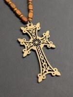 Rear View Mirror Accessories - Car Hanging Accessories - Car Pendant, Swinging Ornaments, Wooden Christian Cross Hanger - Jesus Christ Crucifix Cross & Eternity Symbol (Armenian Eternity Cross) - Image 2