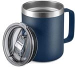 12 oz Insulated Travel Coffee Mug with Handle, Navy | Stainless Steel Coffee Tumbler with Lid, Double Wall Vacuum Thermal Cup for Camping - Image 2