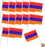 12Pcs Small Armenia Flags on Wooden Stick Mini Armenian Flag Hand Held Flag Decorations,5x8 Inch - Image 2