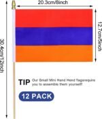 12Pcs Small Armenia Flags on Wooden Stick Mini Armenian Flag Hand Held Flag Decorations,5x8 Inch - Image 3