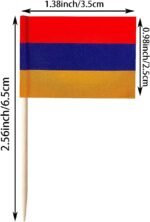 stidsds 100 Pcs Armenia Flag Armenia Toothpick Flags Mini Small Armenian Cupcake Toppers Stick Flags Banner Party Cocktail Fruit Decoration - Image 3