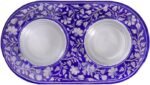 Yair Emanuel Shabbat Candle Holders for Tea Light Candles – Vibrant Decorative Metal Base with Glass Cups – Modern Judaica Gift (Blue Armenian Tile - Cal-6) - Image 3