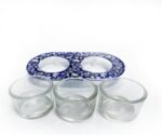Yair Emanuel Shabbat Candle Holders for Tea Light Candles – Vibrant Decorative Metal Base with Glass Cups – Modern Judaica Gift (Blue Armenian Tile - Cal-6) - Image 4