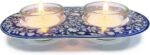 Yair Emanuel Shabbat Candle Holders for Tea Light Candles – Vibrant Decorative Metal Base with Glass Cups – Modern Judaica Gift (Blue Armenian Tile - Cal-6) - Image 5