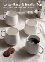 Teocera Coffee Mugs Set of 4-12oz Chip-Resistant Ceramic Cups with Ergonomic Handle | Dishwasher & Microwave Safe White Mugs | Keeps Beverage Hot, Perfect for Family Kitchen & Holiday Gifts - Image 5