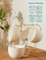 Teocera 16oz Large Coffee Mugs Set of 4 - Thick White Porcelain Cups for Cappuccino, Latte, Tea & Hot Chocolate - Dishwasher Safe Ceramic with Comfort Grip Handles - Image 8