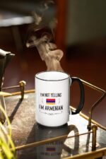 Funny Armenian Gifts. I'm Not Yelling I'm Armenian Coffee Cups. Ceramic Mug. Armenia Proud Gift Idea Featuring The Armenian Flag. (15 oz Black Handle/Rim) - Image 3