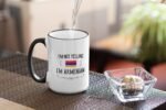 Funny Armenian Gifts. I'm Not Yelling I'm Armenian Coffee Cups. Ceramic Mug. Armenia Proud Gift Idea Featuring The Armenian Flag. (15 oz Black Handle/Rim) - Image 5