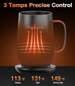 Kepwam Smart Heated Coffee Mug T2-Plus, 20oz Rechargeable Self Heating Coffee Mug with 8-Hour Battery & Temp Control, Perfect Coffee Warmer Gift for Men Women - Image 3