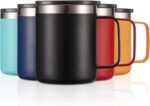 12 oz Insulated Travel Coffee Mug with Handle, Black | Stainless Steel Coffee Tumbler with Lid, Double Wall Vacuum Thermal Cup for Camping - Image 3