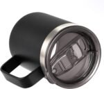 12 oz Insulated Travel Coffee Mug with Handle, Black | Stainless Steel Coffee Tumbler with Lid, Double Wall Vacuum Thermal Cup for Camping - Image 4