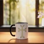 ARMENIAN CROSS ARMENIA CHRISTIAN SYMBOL Ceramic Mug, Black/White, 11oz - Image 4